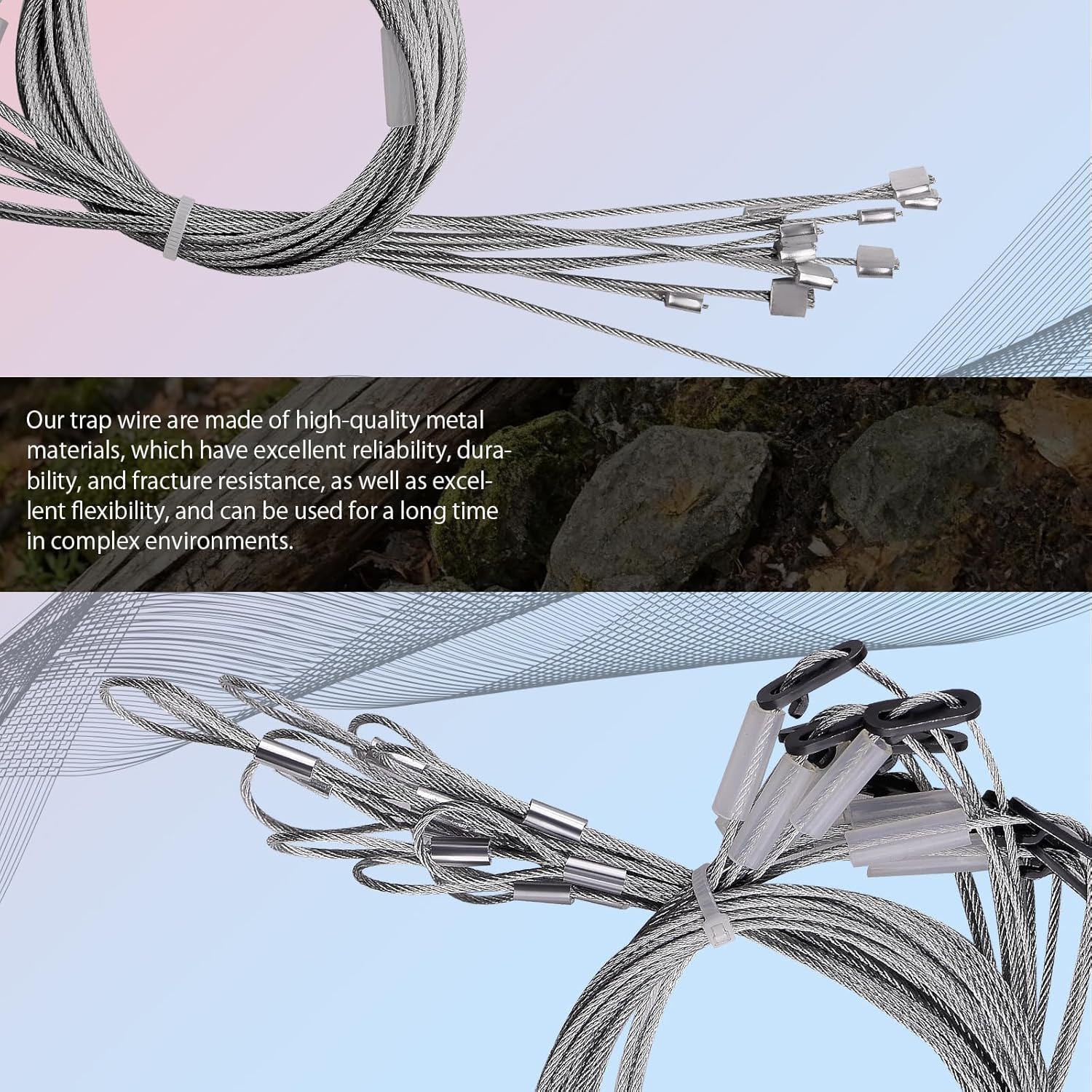 12Pcs Trap Wire (36in Long 1/16 7x7 Cable), Easy to Carry, 480 lb Breaking Strength
