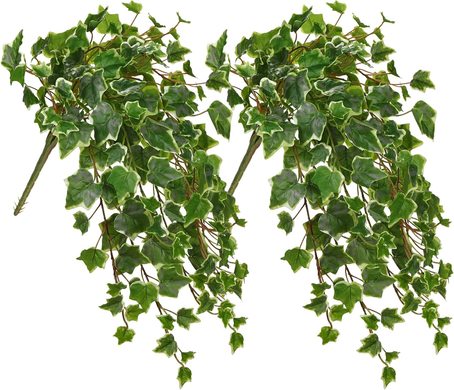 Hollyone 2pcs Artificial Hanging Plants 24" Fake Ivy Vine Faux Ivy Leaves Hanging Plant Greenery for Wall House Room Patio Indoor Outdoor Home Shelf Office Wedding Decor, UV Resistant