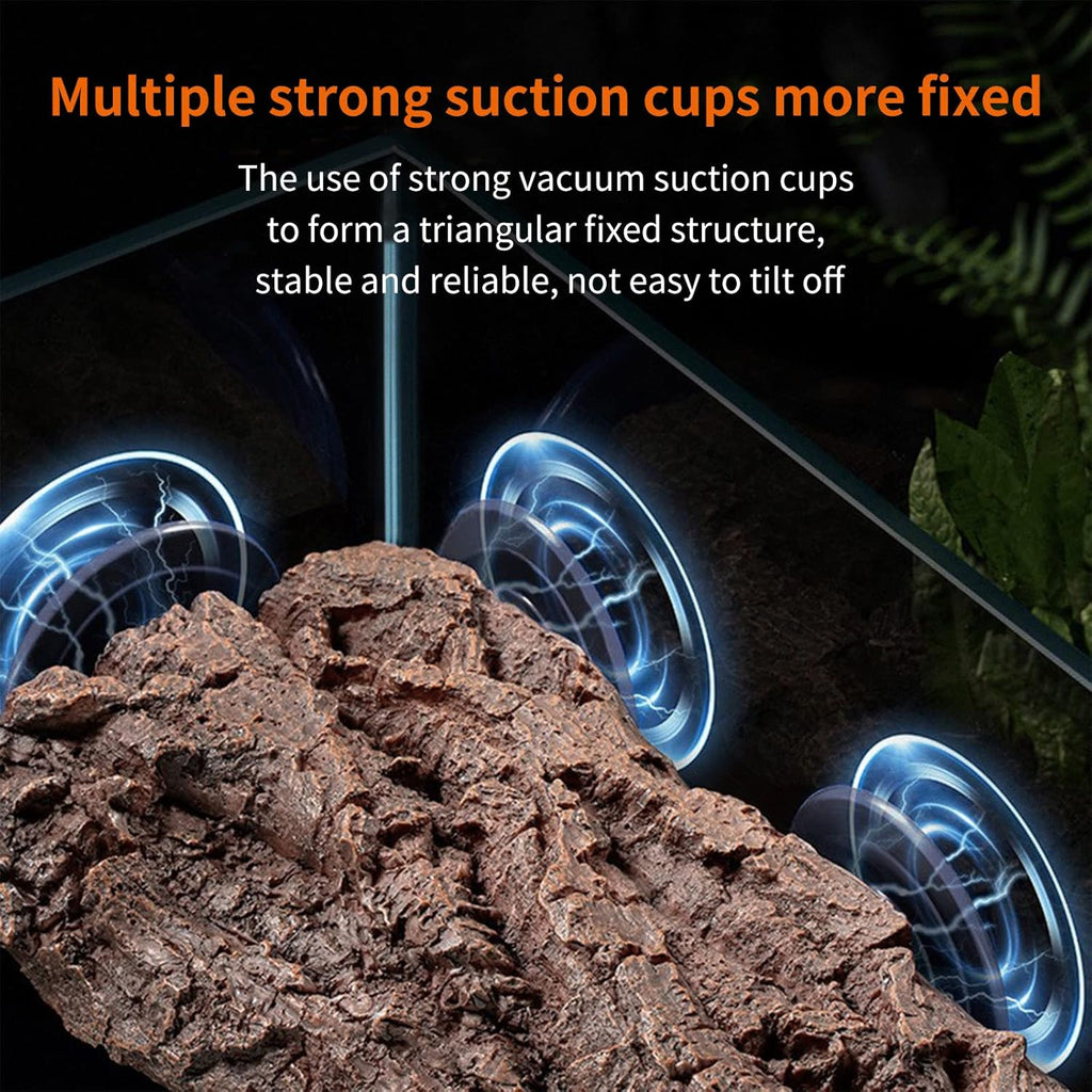 BigTron Turtle Floating Basking Platform - Artificial Bark Decor, Ideal for Aquariums, Terrace Fish Tanks, 3 pcs Suction Cups Included for Easy Installation Resting Terrace for Terrapins (Brown)