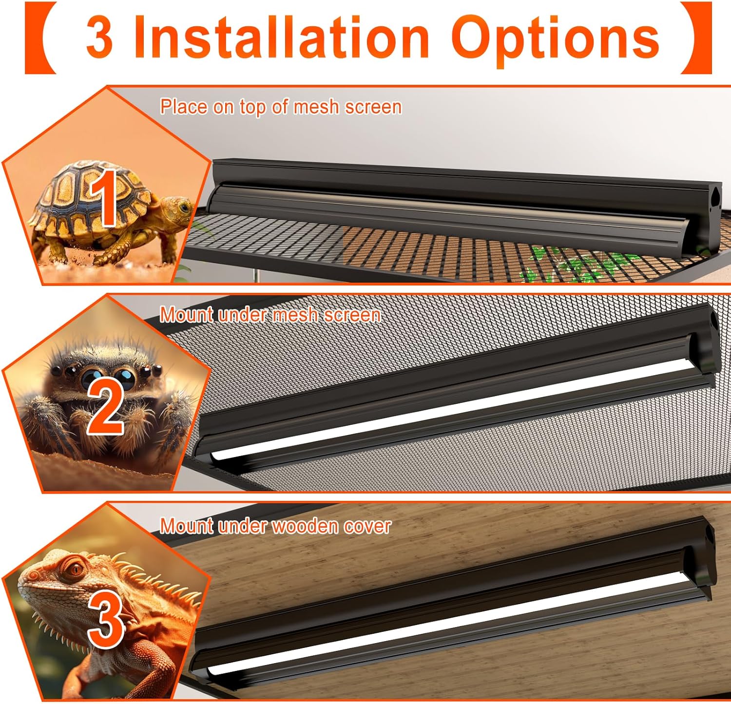 39W T5 10.0 UVB Reptile Light Fixture – 34” Linear UVA/UVB Lamp with High Output for Bearded Dragons, Tortoises & Lizards, Perfect for Desert & Tropical Terrariums