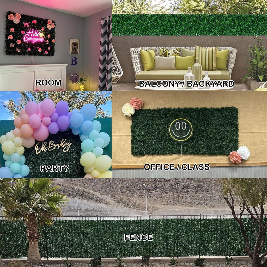 12Pcs Artificial Boxwood Decoration Backdrop Greenery Covering Hedge Wall Panels UV-Anti Grass Wall Decor Privacy Hedge Screen Fence Decor,10"X10" (10"X10" 12P)