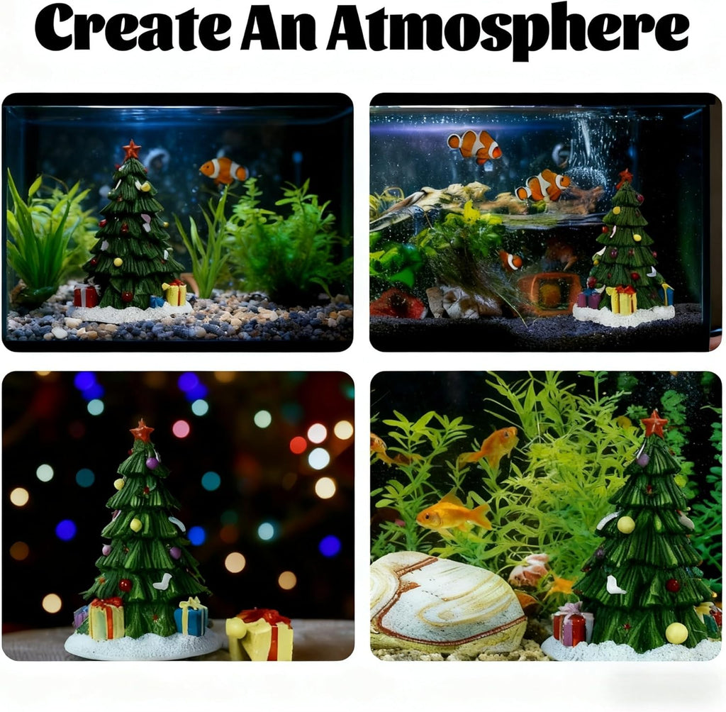 Betta,Friendly Christmas Tree Aquarium Decoration,Holiday Fish Tank Landscape Ornament
