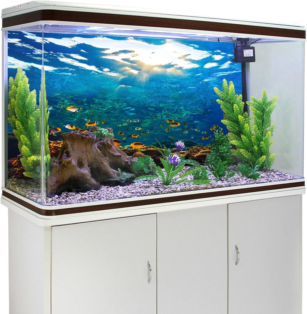 YongFoto Ocean Theme Fish Tank Background 60x24 inch Seaweed Coral Reef Rock Seafloor Tropical Fish Underwater Sea World Polyester Backdrop Reptile Habitat Terrarium Aquarium Background