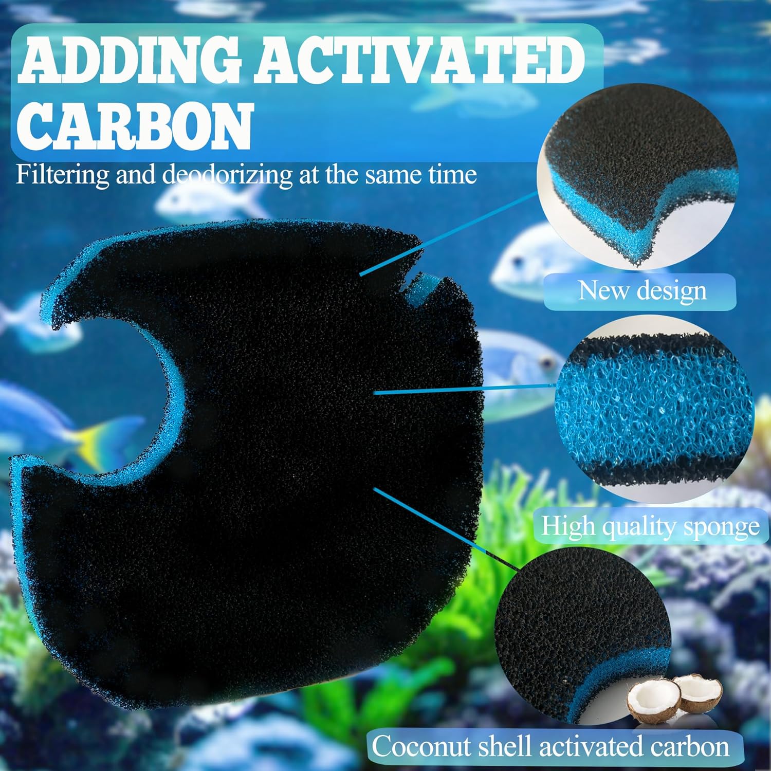 NEWKE 12 Pack Upgraded Canister Filter Pads for AMOSIJOY 172/225/265GPH Aquarium External Filter, Replacement Pads for PONDFORSE Canister Filter (4 3in1 Coarse Filter Pads & 8 White Floss)