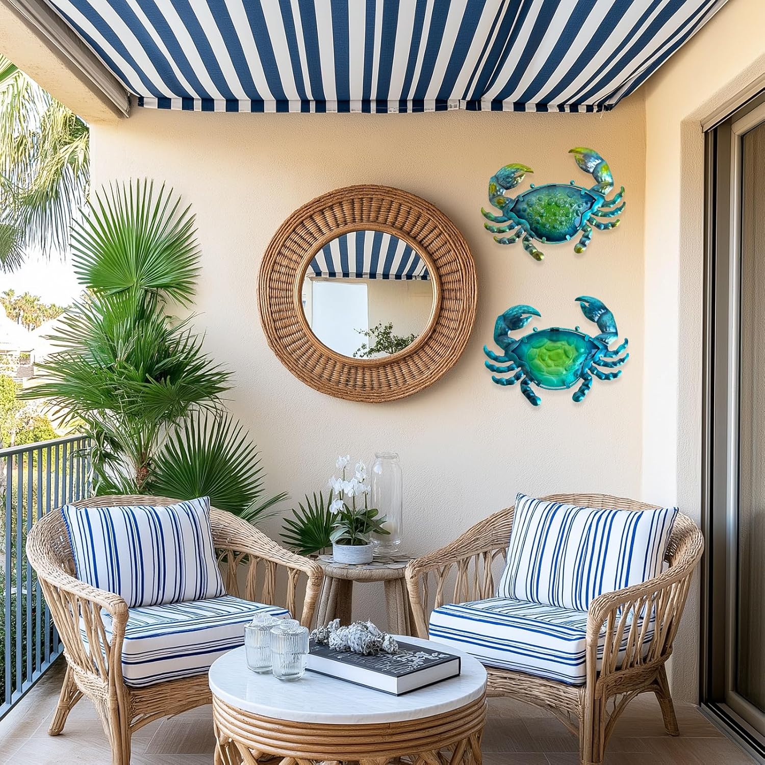 LIFFY Metal Crab Wall Art Decor Ocean Wall Hanging Coastal Wall Sculptures Beach Theme Wall Decoration for Indoor Outdoor Bathroom Bedroom Living Room Garden Pool (10inch,2 pcs)