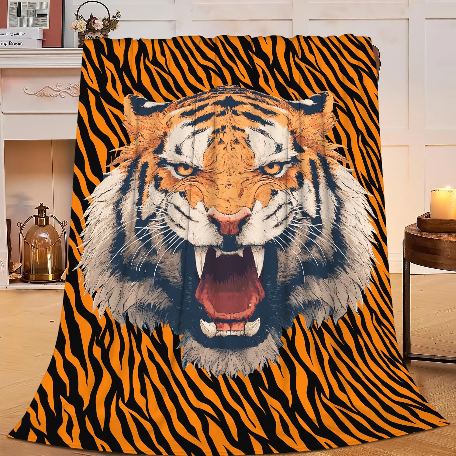 Tiger Throw Blanket Tiger Stuff Gifts for Kids Girls Boys Adults Women Men Soft Cozy Warm Plush Fluffy Fuzzy Fleece Blanket Decor 50''X60''