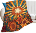 Sunflower Blanket Boho Sunrise Floral Throw Blankets Gifts for Girls Boys Kids Sunflower Lovers Soft Cozy Fleece Plush for Couch Sofa Bed 60"x50"
