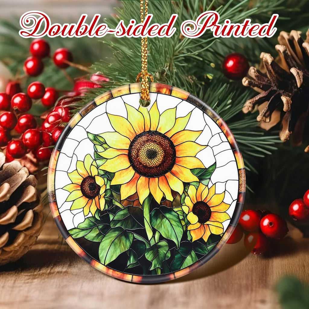 Christmas Ornaments, Sunflower Ornament, Christmas Tree Ornaments, Xmas Decorations, Holiday Decorations, Gifts for Sunflower Lovers, Holiday Party Gifts, and Xmas Gift Ideas