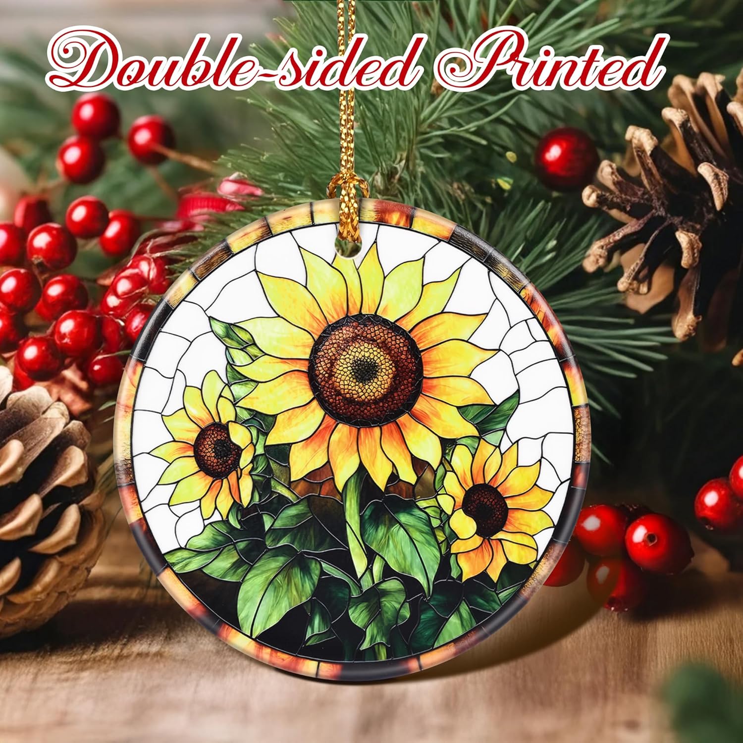 Christmas Ornaments, Sunflower Ornament, Christmas Tree Ornaments, Xmas Decorations, Holiday Decorations, Gifts for Sunflower Lovers, Holiday Party Gifts, and Xmas Gift Ideas