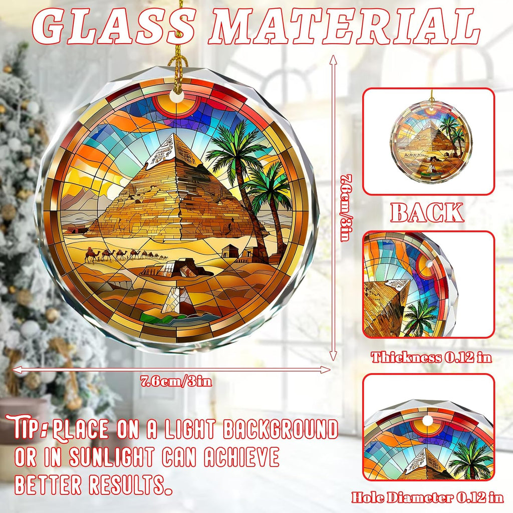 Pyramid Stained Glass Ornament, Christmas Tree Decor, Pyramid Ornaments for Christmas Tree, Holiday Presents, Gift Exchange