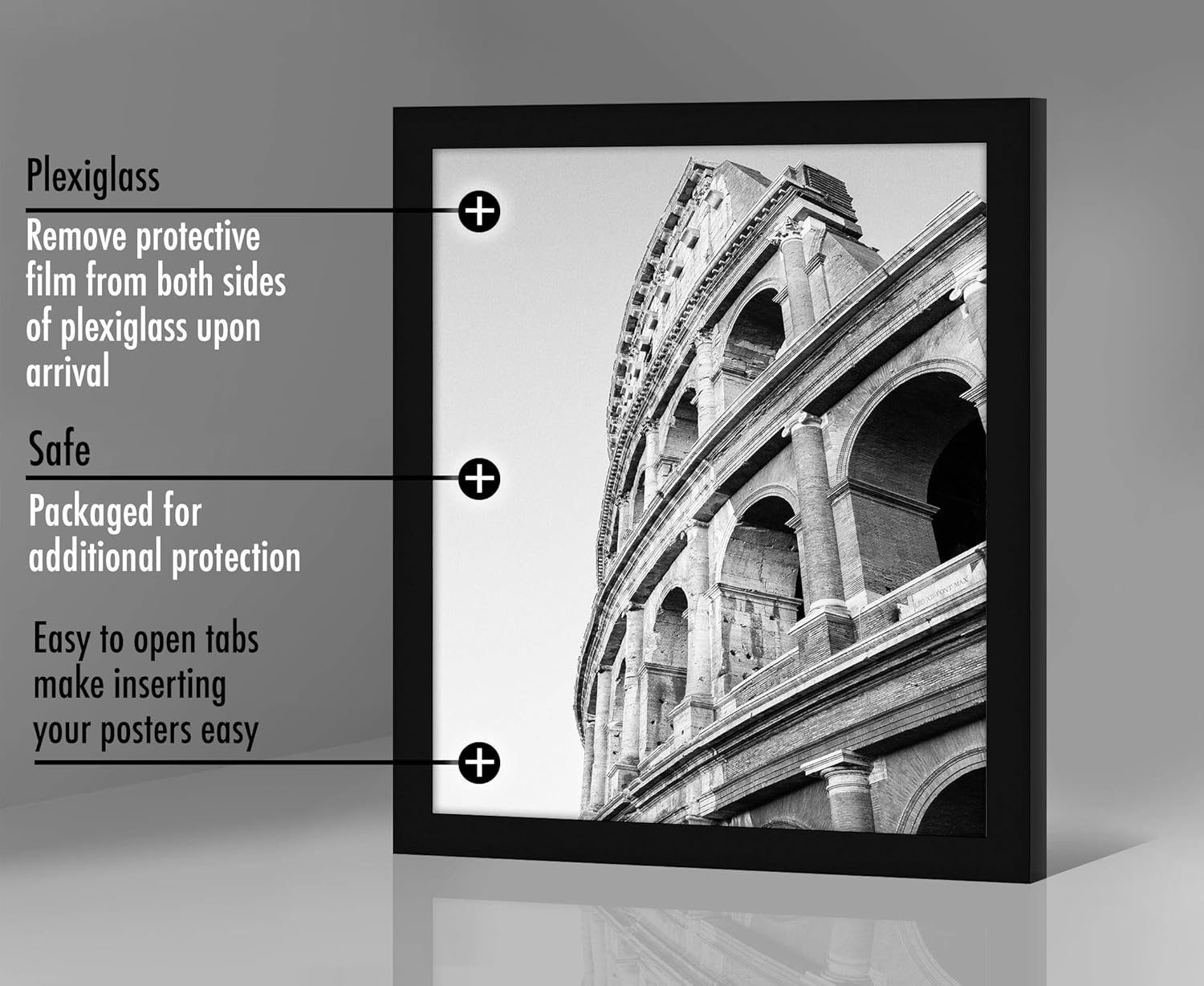 Americanflat 20x24 Picture Frame with Polished Plexiglass - Black Picture Frame - Wide Photo Frames Made of Engineered Wood for Vertical or Horizontal Wall Display - Epic Collection - Black