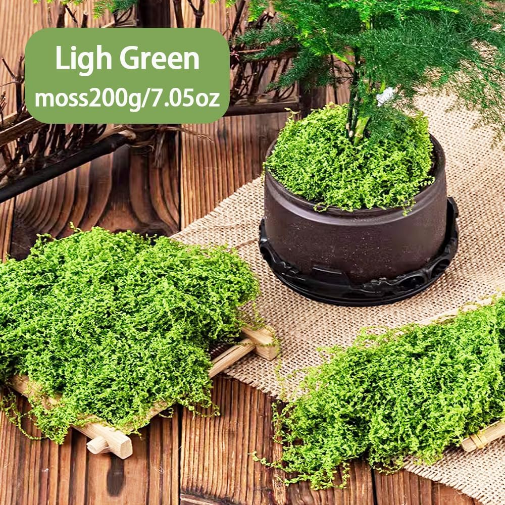 Fake Green Moss for Crafts 7.05 oz Decorative Artificial Moss for Crafts Decorative Faux Moss Table Centerpieces Wedding Party Decor Fairy Garden Floral DIY