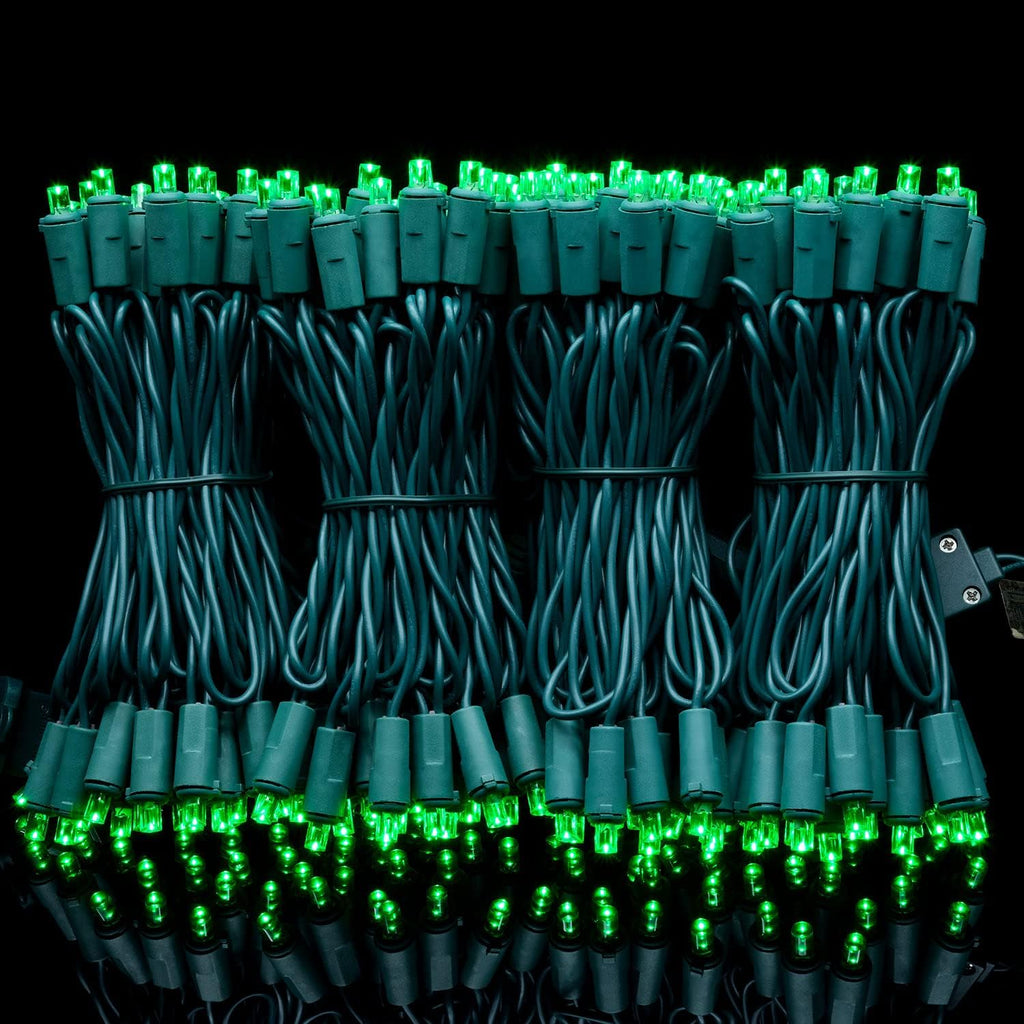 YULETIME 200 Green Wide Angle LED Christmas Lights, 66 Feet Green Wire UL Certified 5mm Holiday String Light Set (Green)