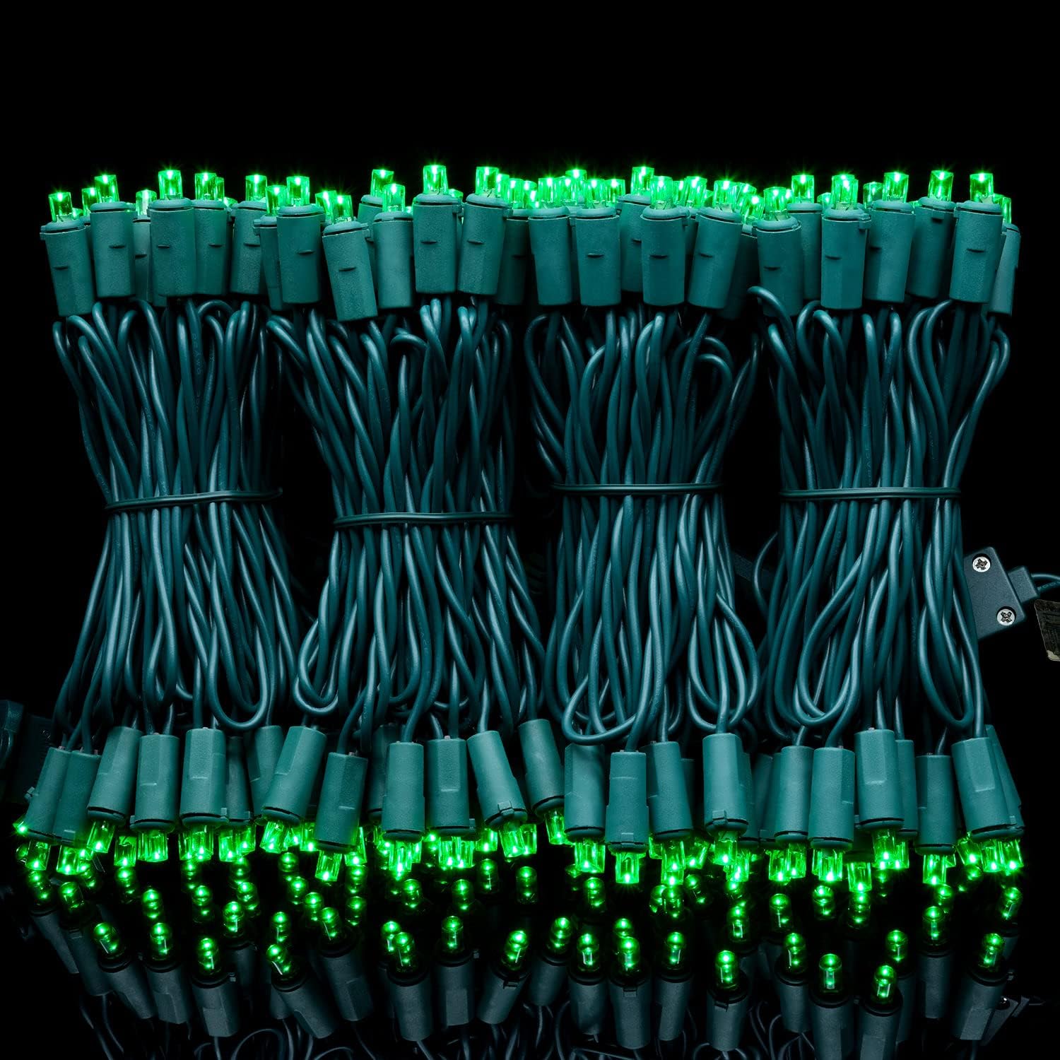 YULETIME 200 Green Wide Angle LED Christmas Lights, 66 Feet Green Wire UL Certified 5mm Holiday String Light Set (Green)