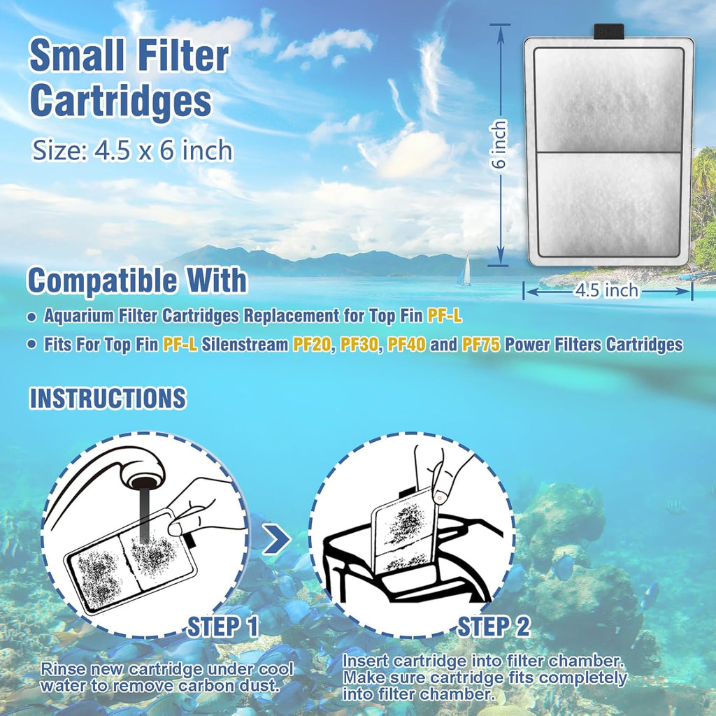 12-Pack PF-L Filter Cartridge Replacement for Top Fin Silenstream PF20, PF30, PF40 and PF75 Power Filters