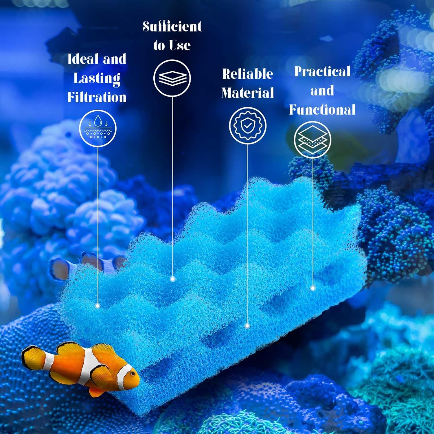 20 Pcs Aquarium Filters Replacement Filter Media Kits Compatible with Fluval 306/307, Including 2 Biological Foams, 6 Ammonia / 6 Phosphate / 6 Nitrite Remover