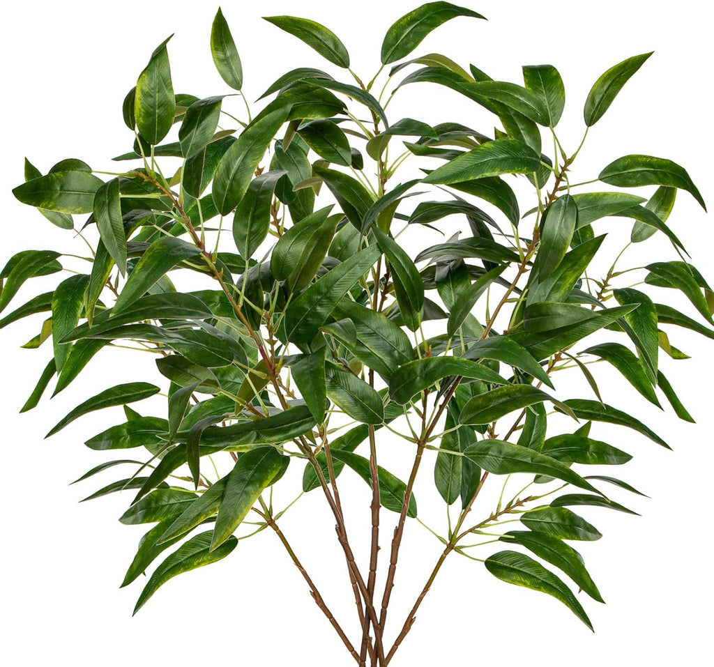 Faux Eucalyptus Stems Willow Eucalyptus Leaves 34” Long Fake Salix Leaves 6 Pcs Artificial Greenery Stems for DIY Bouquet Arrangements Centerpieces Shower Decorations-Artificial Eucalyptus Stems