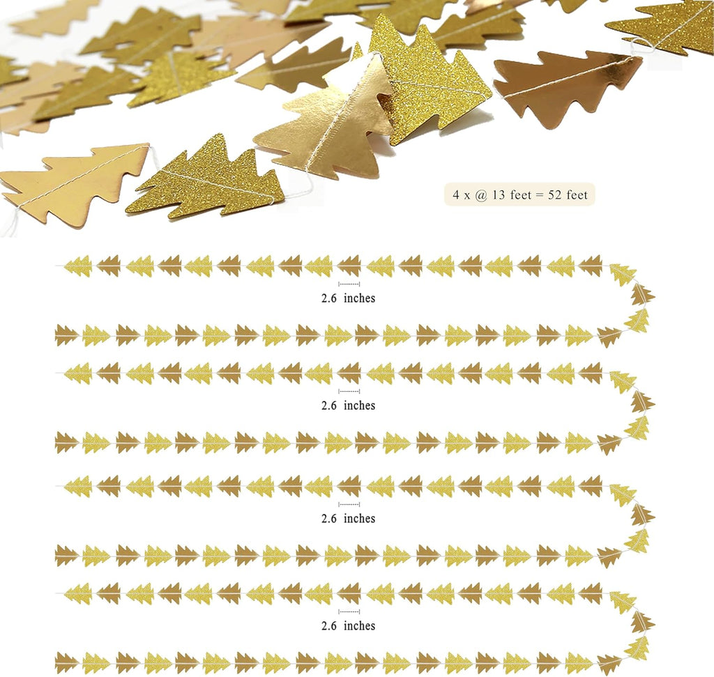 Cheerland Gold Tree Decoration Garland for Woodland & Christmas Tree Golden Decorations Hanging Streamer for Xmas Parties New Year Baby Showers Birthdays & Holiday Backdrops