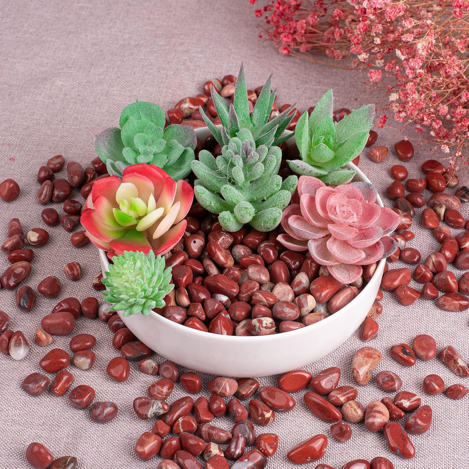 Polished Red Jasper Crystal Chips Set, 0.4", 128 Pcs - Handpicked Tumbled Stones and Crystals Bulk for Healing, Reiki, Meditation, Witchcraft and Home Decor