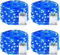 4-Pack 50 LED Christmas Fairy Lights Battery Operated with Timer, 16FT Waterproof Starry String Lights Outdoor Indoor Cuttable Fairy Lights for Bedroom Home Wedding Party Christmas Decoration (Blue)