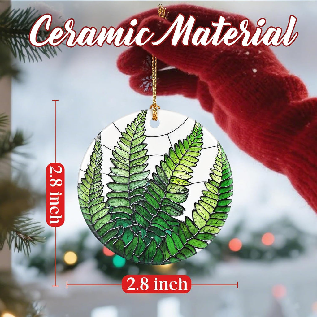 Christmas Ornaments, Dodosky 2.8in Ceramic Fern Plant Ornament, Xmas Decor, Christmas Tree Ornaments, Xmas Decorations for Tree, Holiday Ornament, Gifts for Plant Lovers, Gifts for Women, Men