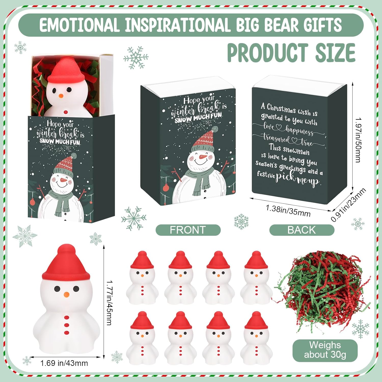Wettarn 24 Sets Winter Break Gifts Snowman Stress Balls with Support Gift Boxes Bulk Christmas Party Favors for Students Teachers Relief Toys Office Classroom Prizes Holiday Stuffers
