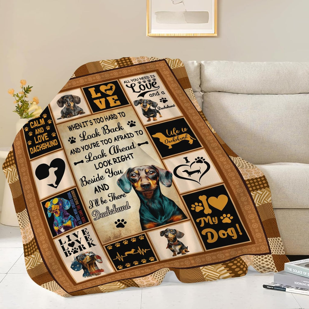 Dachshund Throw Blanket Weiner Dog Dachshund Puppy Stuff Gifts for Dog Lover Kids Girls Boys Adults Women Men Soft Cozy Warm Plush Fluffy Fuzzy Fleece Blanket Decor 50''X60''