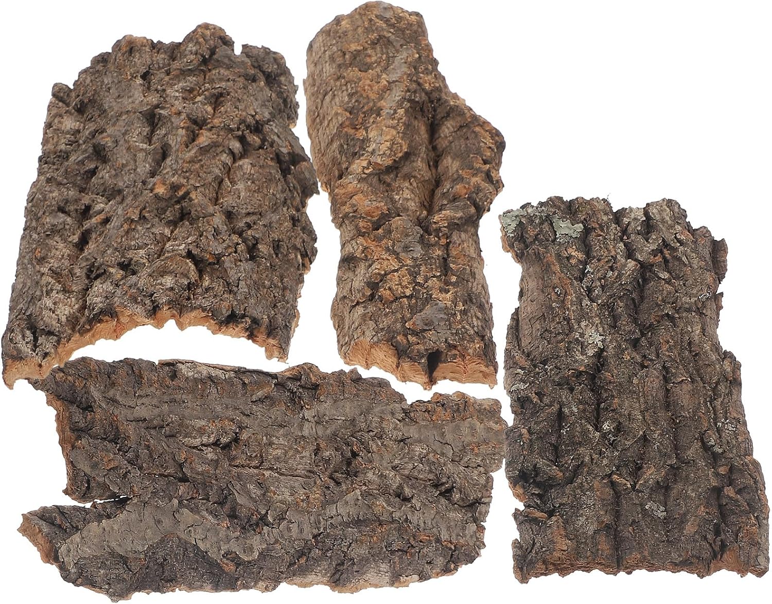 Alipis 4pcs Reptile Cork Bark Background: 7. 9" X 3. 2" Natural Wood Cork Bark Decor - Reptile Tank Accessories for Turtles Lizards Bearded Dragons Chameleons (Random Shape)