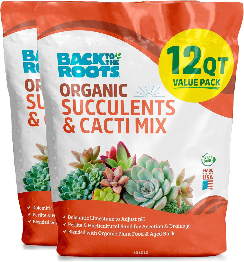 Back to The Roots 100% Organic Succulent & Cacti Mix (Value 12 Quart) | Made in The USA