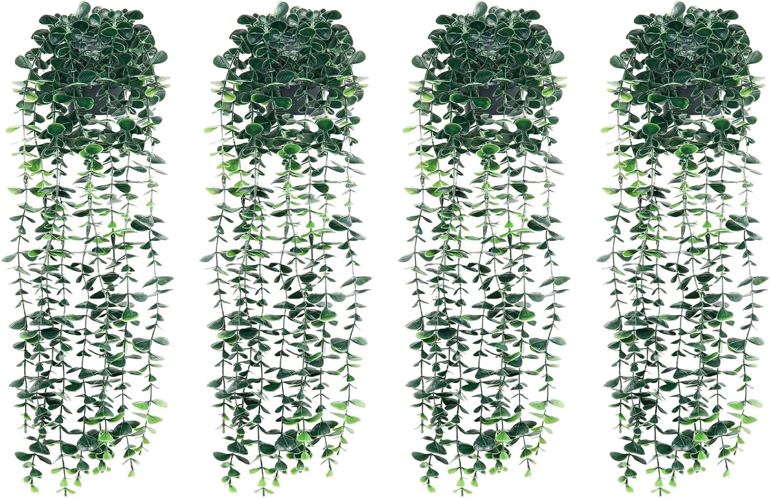4pcs Artificial Hanging Eucalyptus Plants，Fake Plants Eucalyptus Small Decor Faux Hanging Vine Plants Wall Greenery for New Home Decoration，for Floating Shelf Indoor Outdoor