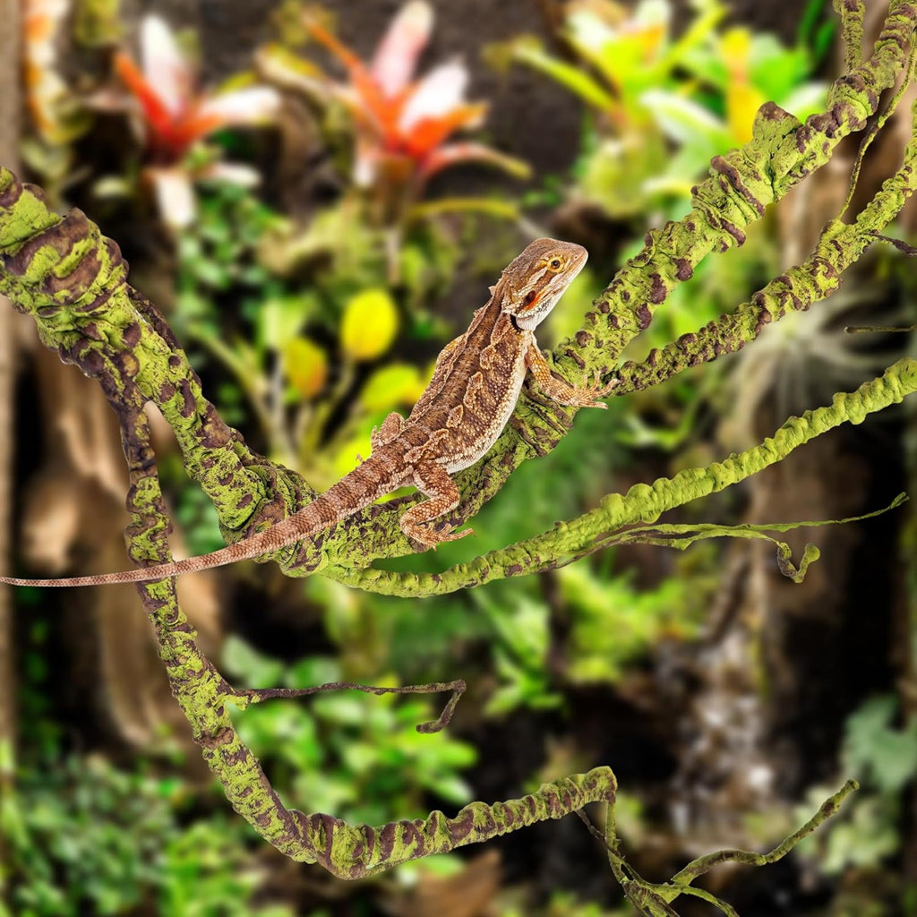 PINVNBY Flexible Bend-A-Branch Jungle Vines Pet Habitat Decor Reptile Plants Terrarium for Lizard, Frogs, Snakes and More Reptiles Climbing (Fat: 43.31 x 0.79 Inch)
