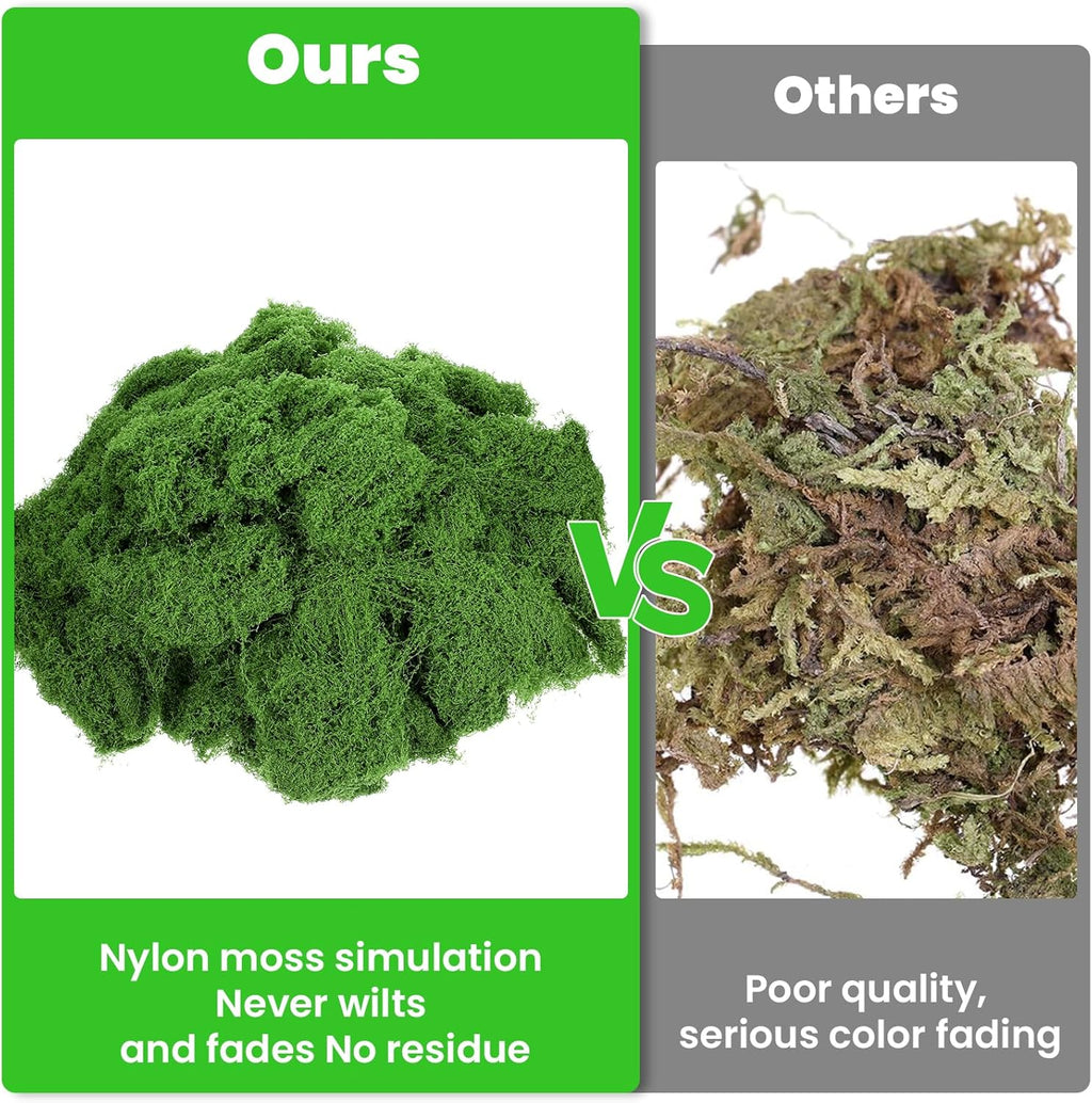 Kifmurase Fake Green Moss for Potted Plants Indoor, 17.6OZ Artificial Moss for Crafts, Faux Grass Decor for Fairy Garden, DIY Table Centerpieces Decor, Fairy Garden Floral Model Making, Walls