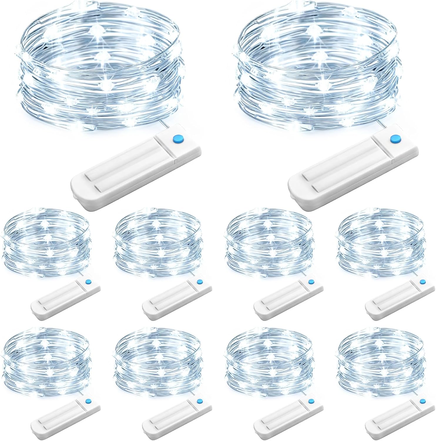 10 Pack Fairy Lights Battery Operated with Timer, 10 Ft 30 LED String Lights Indoor Outdoor, 8 Modes Waterproof Twinkle Lights for Bedroom DIY Crafts Home Party Wedding Christmas Decor, Cool White