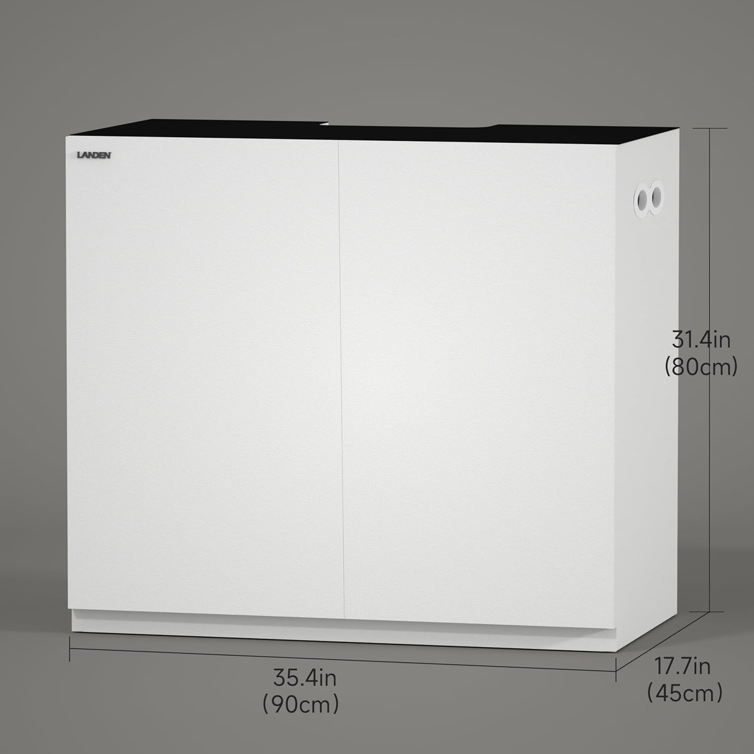 LANDEN Aquarium Wooden Stand and Cabinet for up to 44 Gal Tank, Fish Reptile Sea Salt WaterTank Stand, Nano Foam Leveling Mat Included, W35.5xD17.7xH31.5 in, Wooden Matte White Painted(Stand Only)
