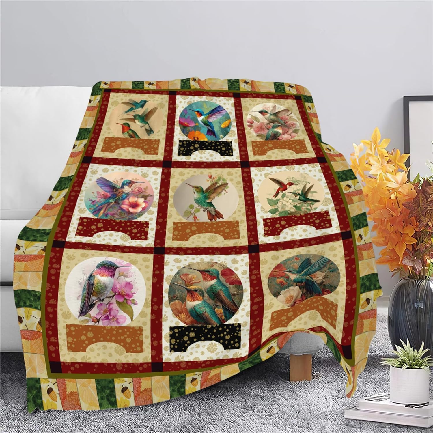 Hummingbird Throw Blanket Hummingbird Bird Stuff Gifts for Kids Girls Boys Adults Women Men Soft Cozy Warm Plush Fluffy Fuzzy Fleece Blanket Decor 40''X50''