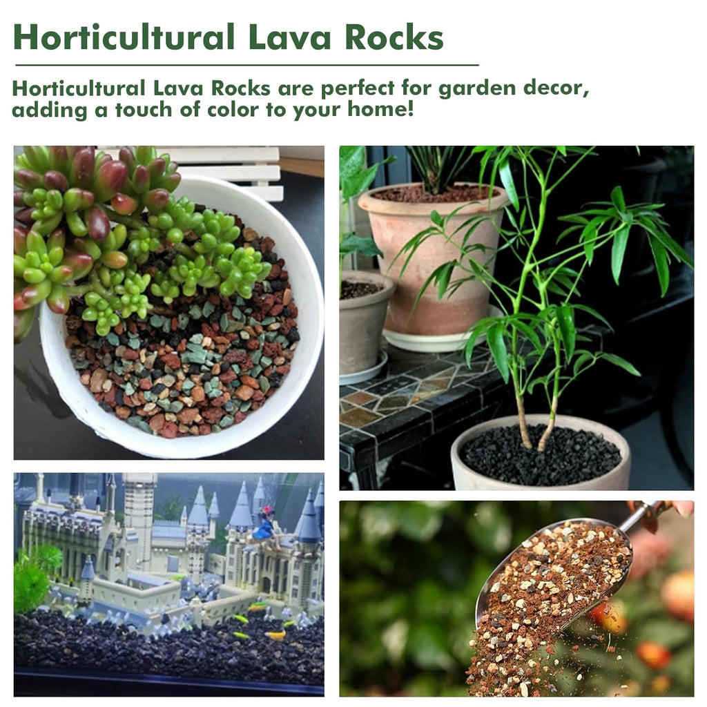 11 Pounds Mix Horticultural Lava Rocks, 3-6 mm Lava Rocks for Plants, Bonsai Rocks Horticultural Grit Soil Cover Gravel for Succulents and Hydroponics, Fairy Gardening, Top Dressing, Plant Drainage