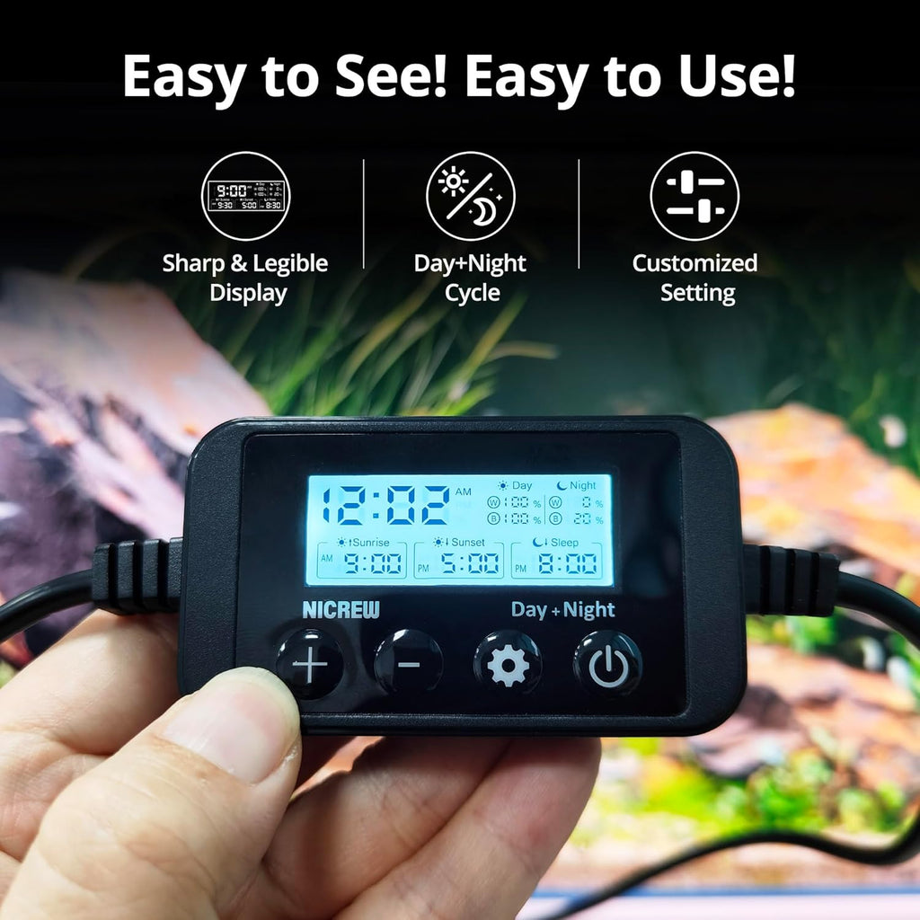 NICREW C10 Plants LED Aquarium Light, 48-60 in, 32 Watts, Full Spectrum Fish Tank Light with Timer, Day and Night Cycle, Brightness Adjustable
