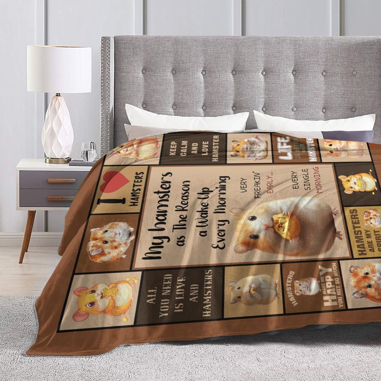 Hamster Blanket Hamsters Throw Blanket Flannel Stuff Merch Cozy Decor Fleece Plush Fuzzy Warm Soft Lightweight Bedding Gifts for Lover Girls Women Men Boy Couch Sofa 80"X60"