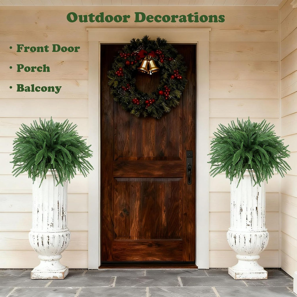 12 Pcs Artificial Norfolk Pine Branches - 19.7 Inch Real Touch Norfolk Pine Stems - Indoor Outdoor Faux Christmas Greenery Plants Stems - Table Decorations Porch Decor Christmas Stocking Stuffers