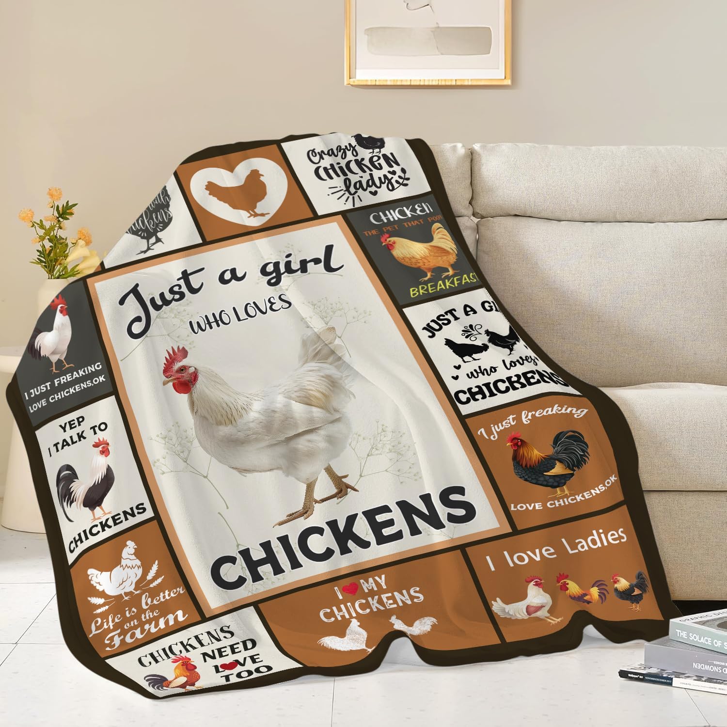 Chicken Blanket Rooster Chicken Throw Blanket Gifts for Girls Women Kids Boys Adults Men Super Soft Cozy Plush Fluffy Fuzzy Fleece Blanket Home Decor 40''X50''