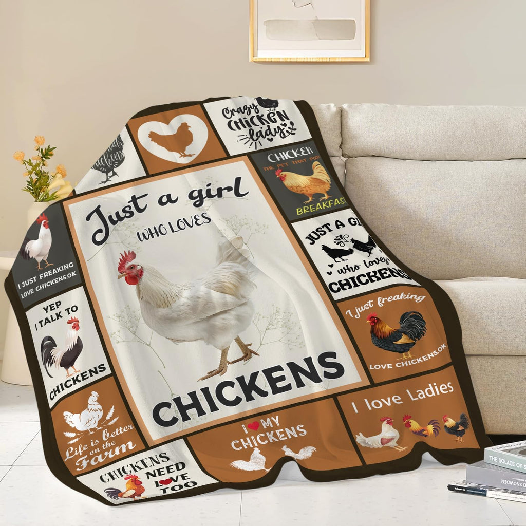 Chicken Blanket Rooster Chicken Throw Blanket Gifts for Girls Women Kids Boys Adults Men Super Soft Cozy Plush Fluffy Fuzzy Fleece Blanket Home Decor 60''X80''