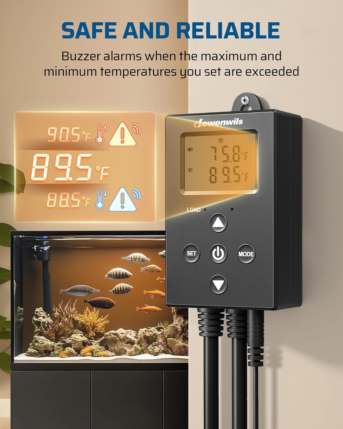 DEWENWILS Digital Temperature Controller Thermostat Outlet with Heating & Cooling Mode for Chest Freezer, Home Brewing, Green House, Incubation, Reptiles, -22°-221°F, 120V/10A/1200W
