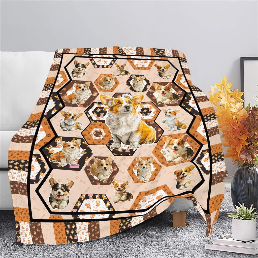 Corgi Throw Blanket Corgi Puppy Stuff Gifts for Dog Lover Kids Girls Boys Adults Women Men Soft Cozy Warm Plush Fluffy Fuzzy Fleece Blanket Decor 60''X80''