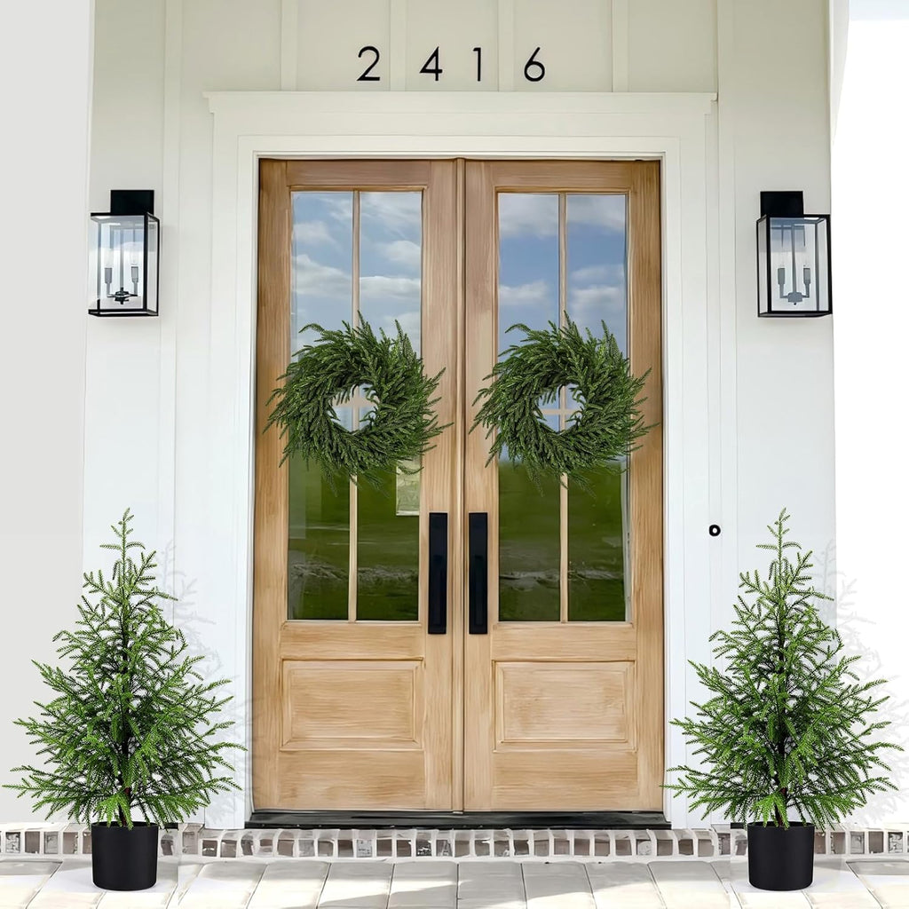 3FT Artificial Norfolk Pine Christmas Tree Real Touch Faux Tree with Black Pot, Realistic Indoor Holiday Decor for Christmas Entryway, Living Room & Office