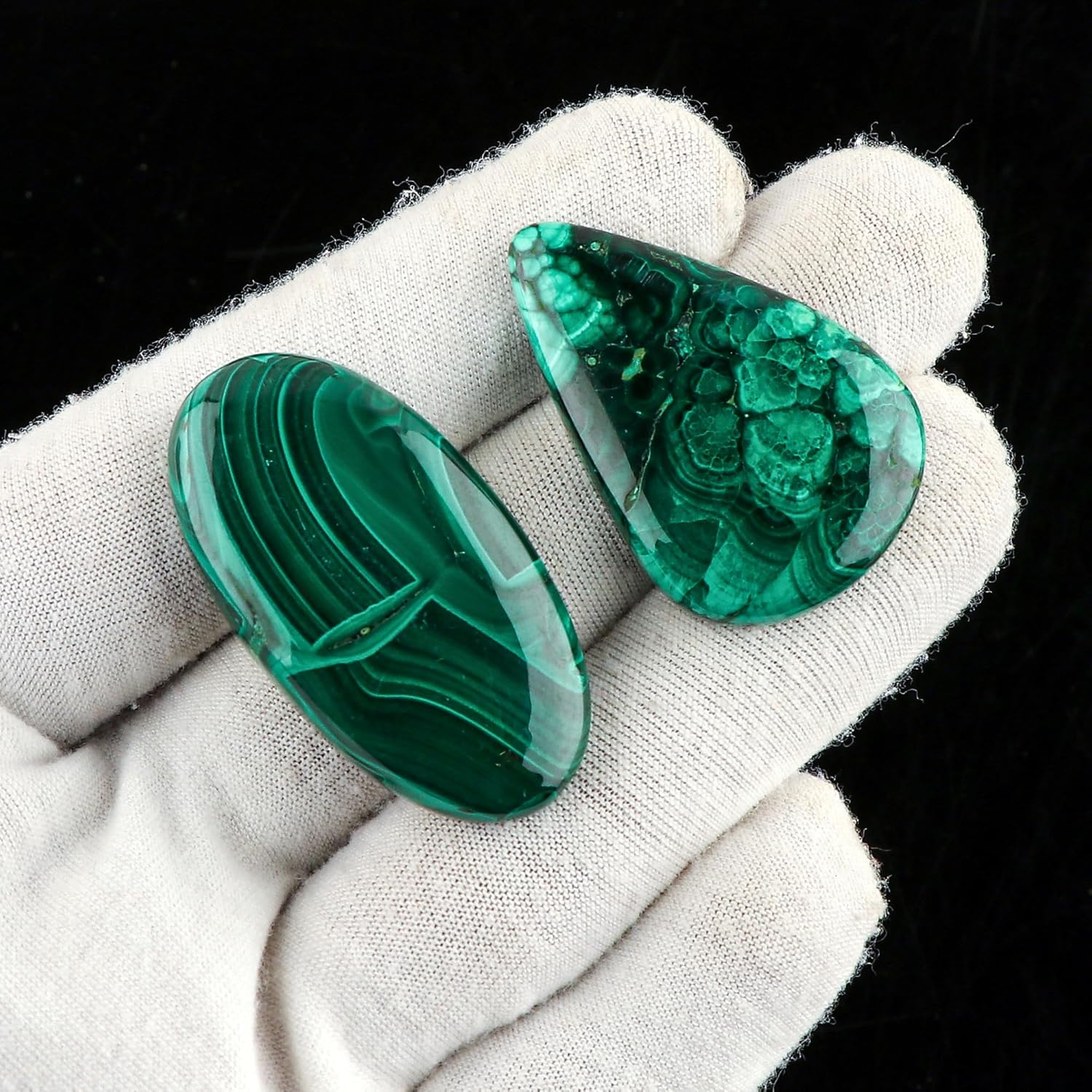 CRYSTALIS 2pcs, 30mm+ Natural Malachite Loose Gemstone Wholesale Bulk Cabochons Jewelry Making Supply, Chakra Healing Polished Stones, Wire Wrapping, DIY, Gem Collection, Mix-Shape