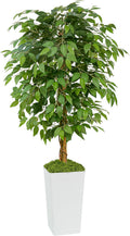 Artificial Ficus Tree 6FT Tall, Artificial Tree Faux Silk Plant in Black Potted, Fake Tree, Faux Potted Tree for Home Office Living Room Decoration Modern