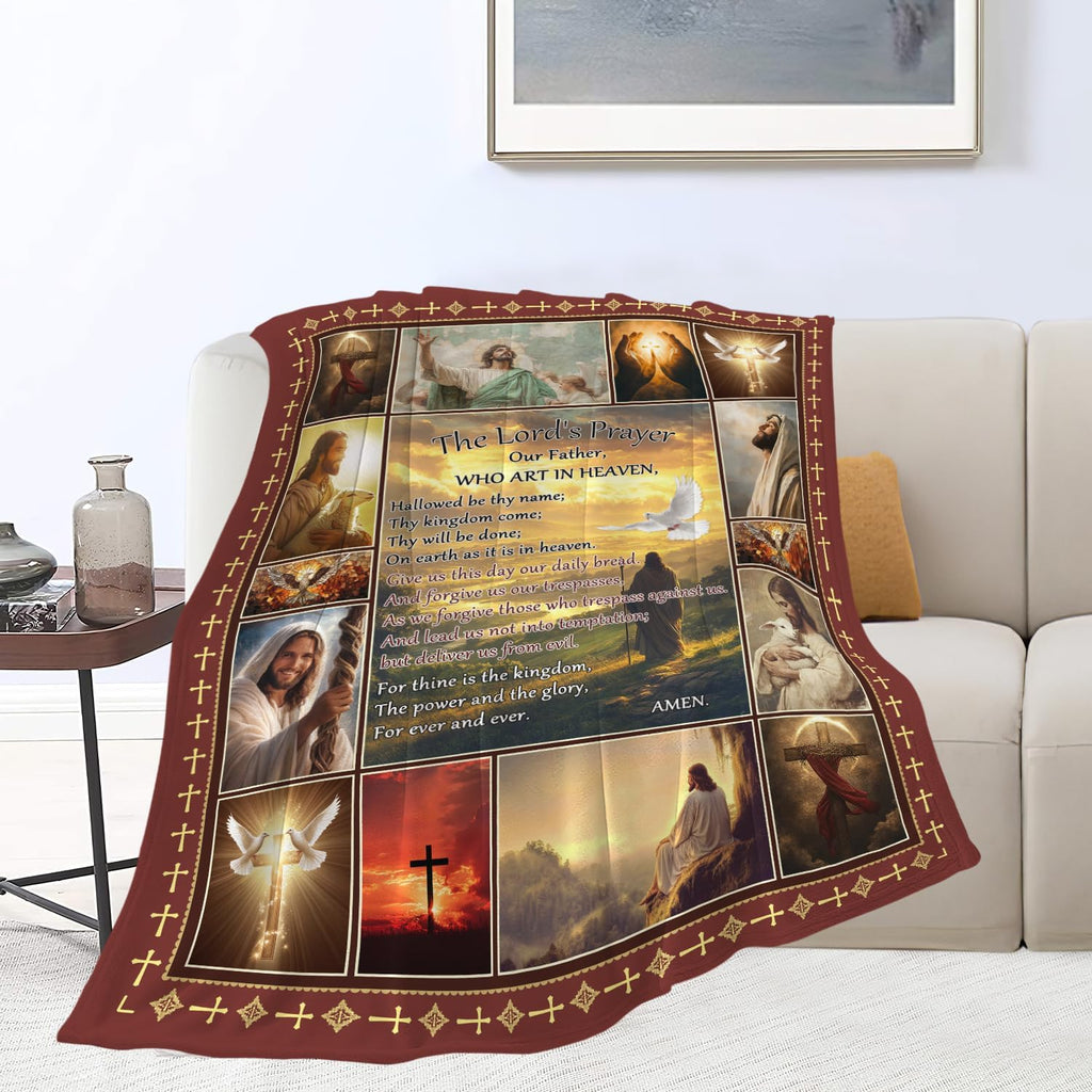 Christian Jesus Blanket Inspirational Bible Verse Religious Faith Healing Prayer Throw Scripture Spiritual Catholic Gifts for Men Women Boys Girls Kids Adults Plush Fuzzy Fleece Decor 40''X50''