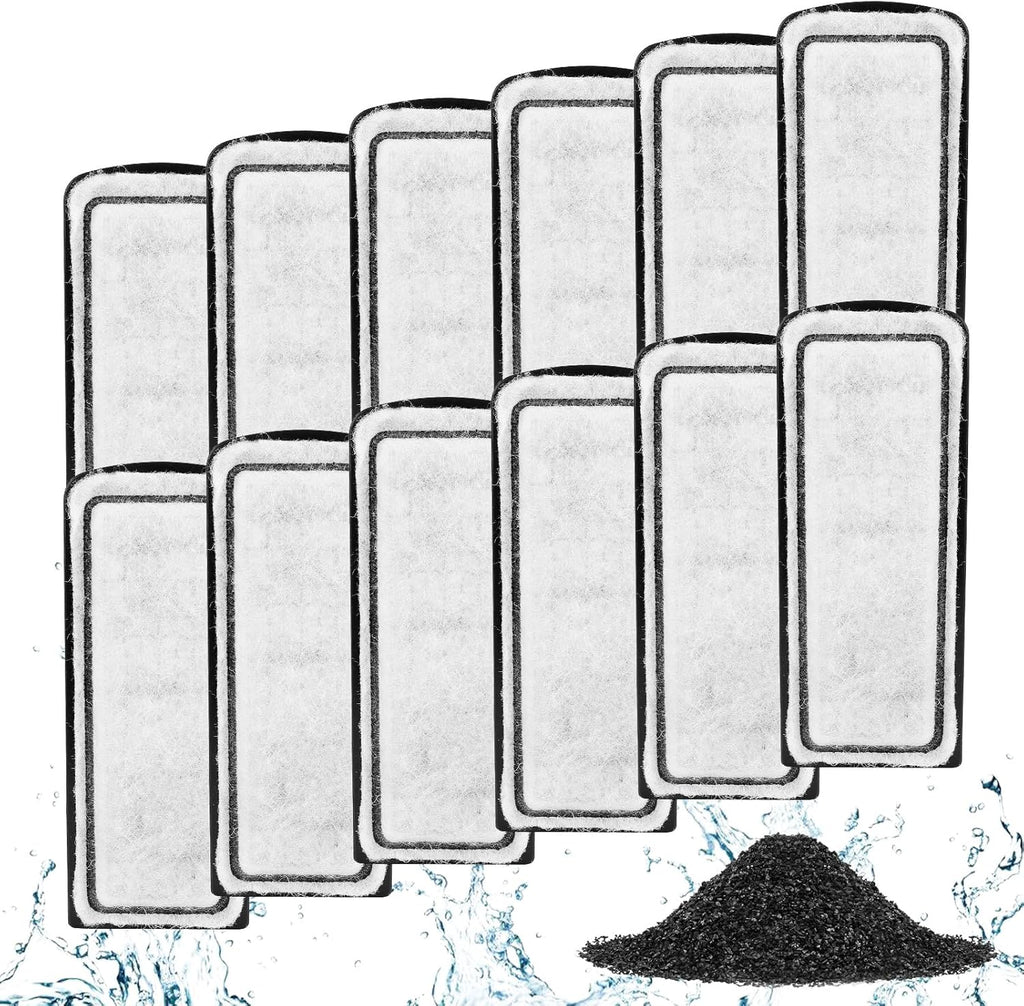 AQQA 12 Packs Aquarium Filter Cartridges with Activated Carbon - Remplacement Fish Tank Filters Cotton