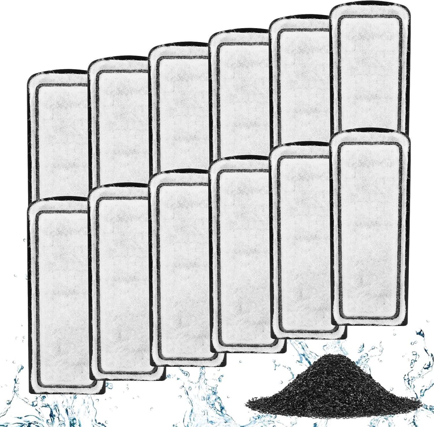 AQQA 12 Packs Aquarium Filter Cartridges with Activated Carbon - Remplacement Fish Tank Filters Cotton
