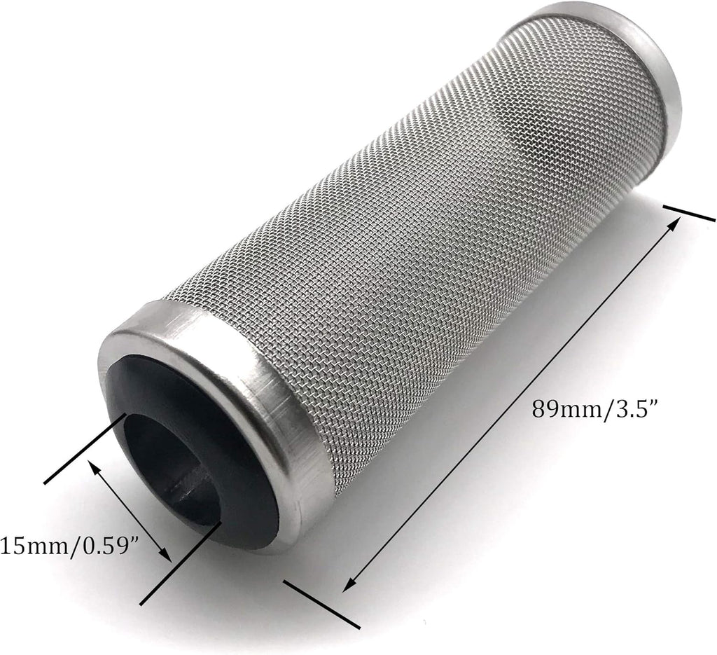 NACX 2Pcs Aquarium Fish/Shrimp Mesh Net Filter Guard，Fish Tank Intake Strainer Pre-Filter Cover Stainless Steel (15mm ID)
